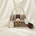 Gucci Queen Margaret GG Bee Bag | Beige Monogram with Crystal Bee & "Blind for Love" Detail –| LisaLuxuryHub