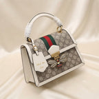 Gucci Queen Margaret GG Bee Bag | Beige Monogram with Crystal Bee & "Blind for Love" Detail –| LisaLuxuryHub
