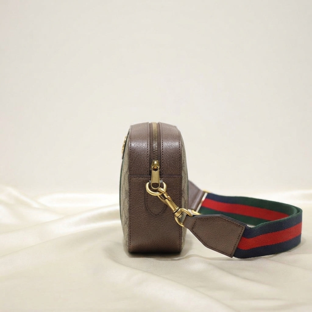 Gucci Ophidia GG Crossbody Bag | Beige Monogram Canvas with Web Stripe & Gold Hardware –| LisaLuxuryHub
