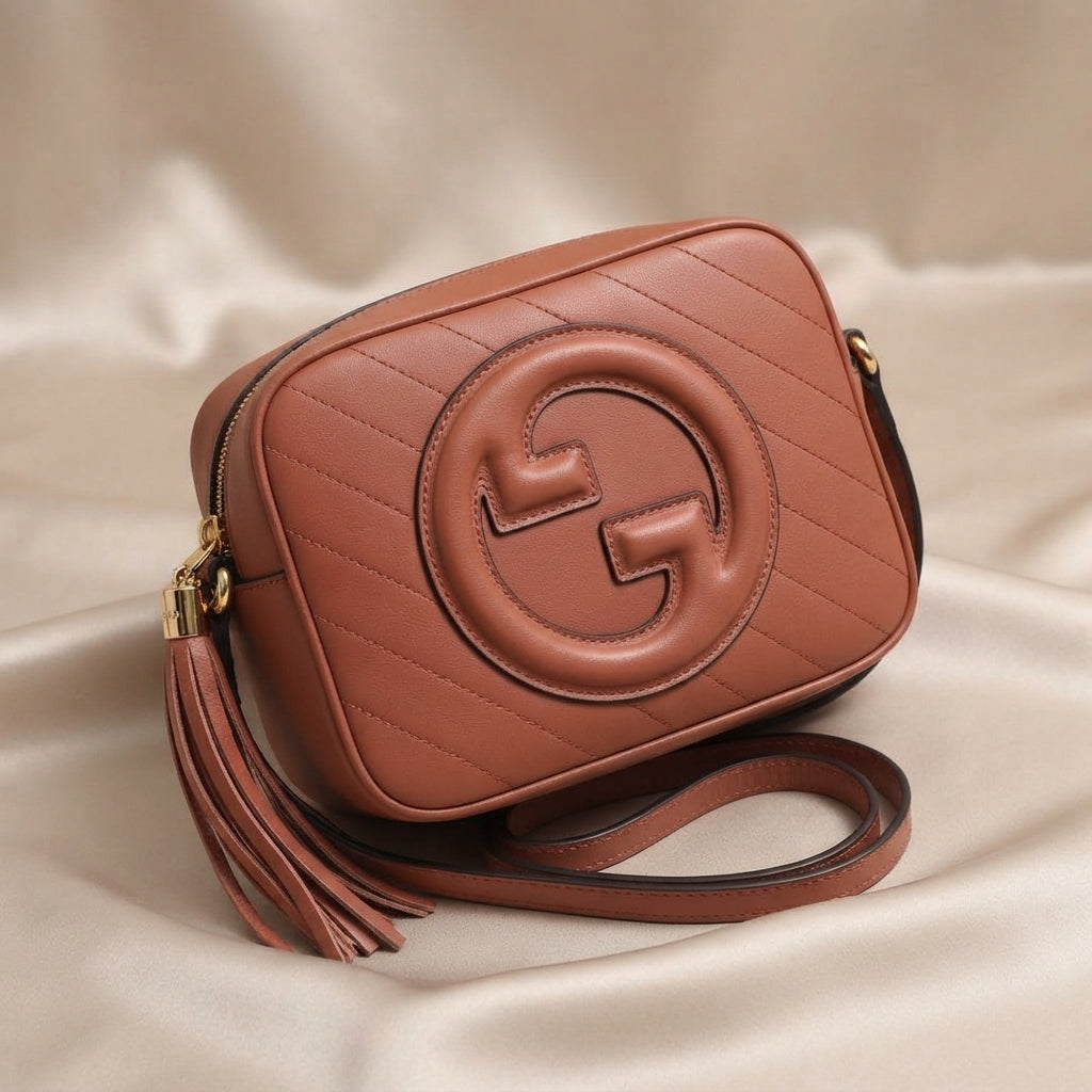 Gucci Blondie Crossbody Bag | Terracotta Leather with Embossed GG Logo –| LisaLuxuryHub