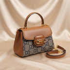 Gucci Horsebit 1955 Bag | Tan Leather & GG Jacquard Canvas with Gold Hardware –| LisaLuxuryHub