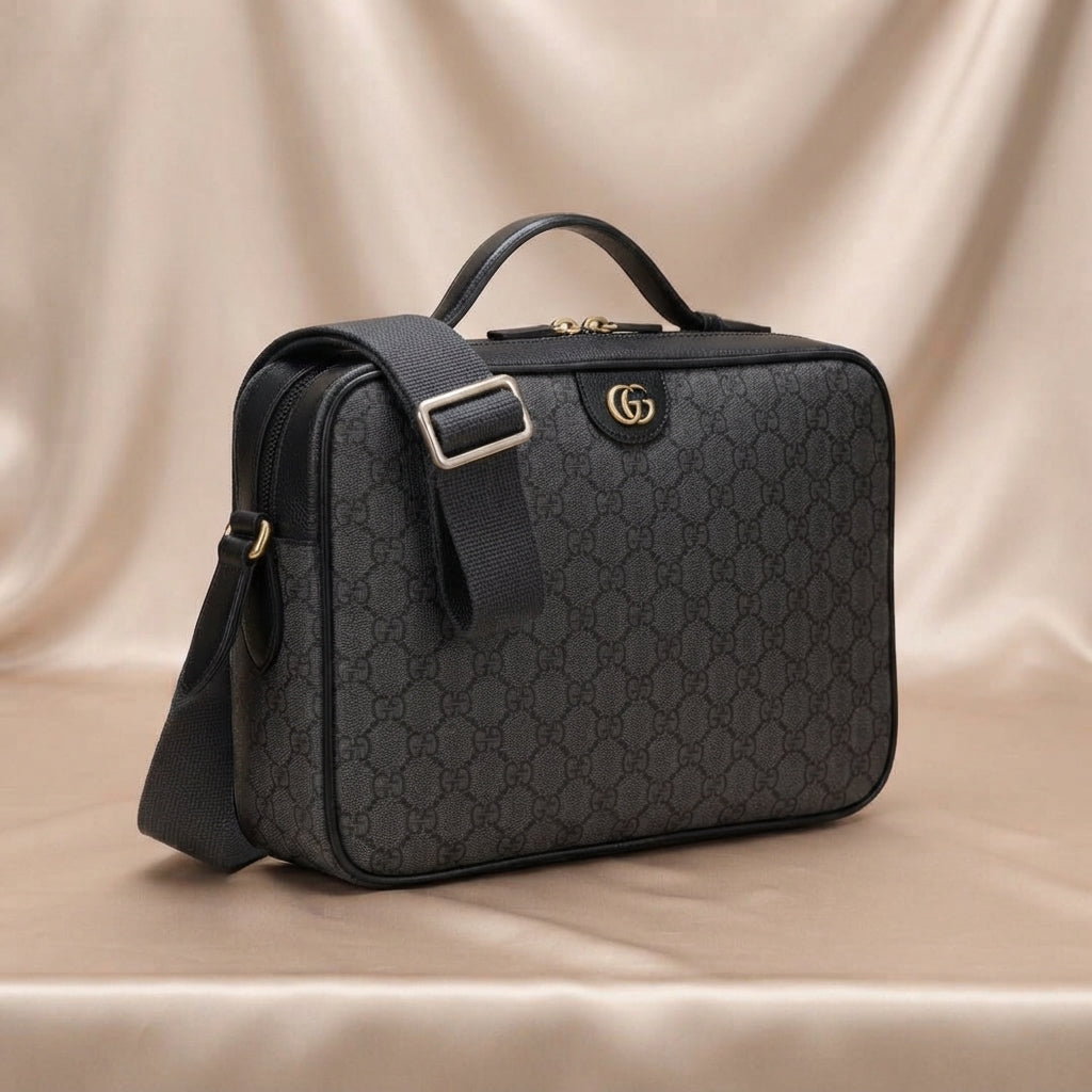 Gucci GG Supreme Messenger Bag | Black Monogram Canvas with Gold GG Hardware – | LisaLuxuryHub