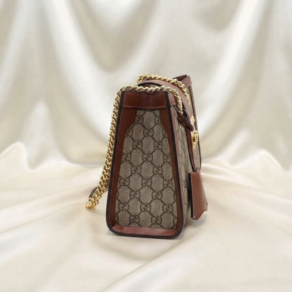 Gucci Padlock GG Canvas Shoulder Bag | Beige Monogram with Gold Hardware –| LisaLuxuryHub
