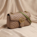 Gucci GG Marmont Matelassé Shoulder Bag | Taupe Leather with Gold Double-G Hardware –| LisaLuxuryHub