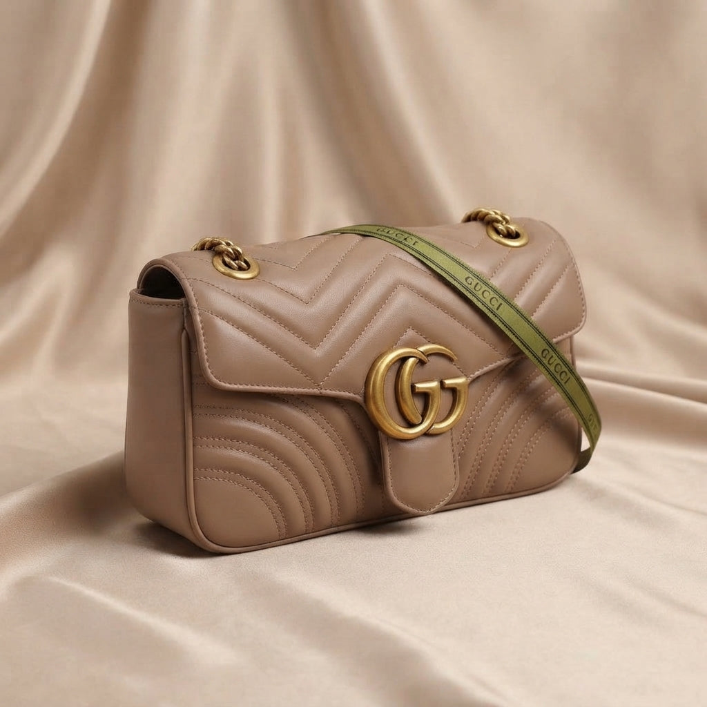 Gucci GG Marmont Matelassé Shoulder Bag | Taupe Leather with Gold Double-G Hardware –| LisaLuxuryHub