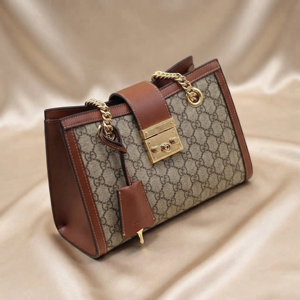 Gucci Padlock GG Canvas Shoulder Bag | Beige Monogram with Gold Hardware –| LisaLuxuryHub