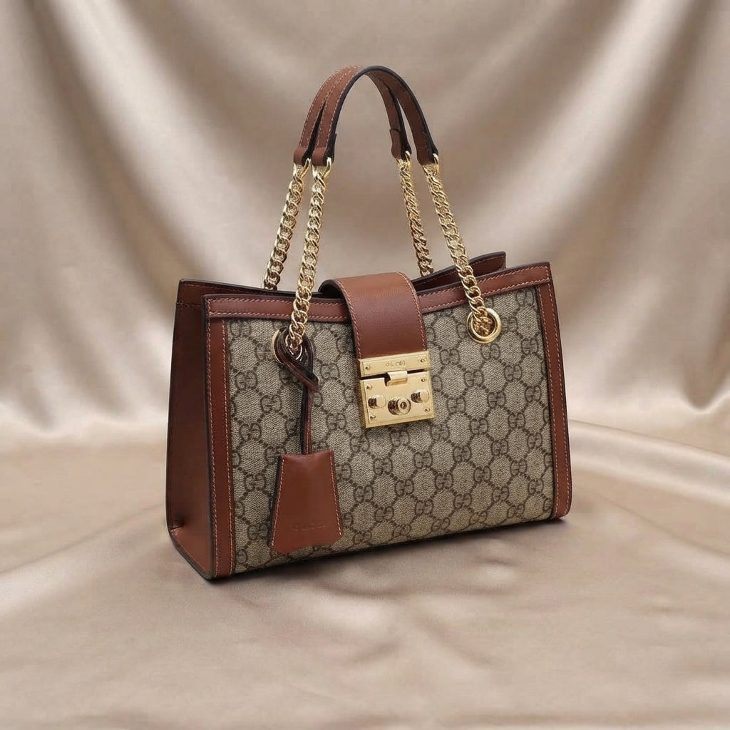 Gucci Padlock GG Canvas Shoulder Bag | Beige Monogram with Gold Hardware –| LisaLuxuryHub