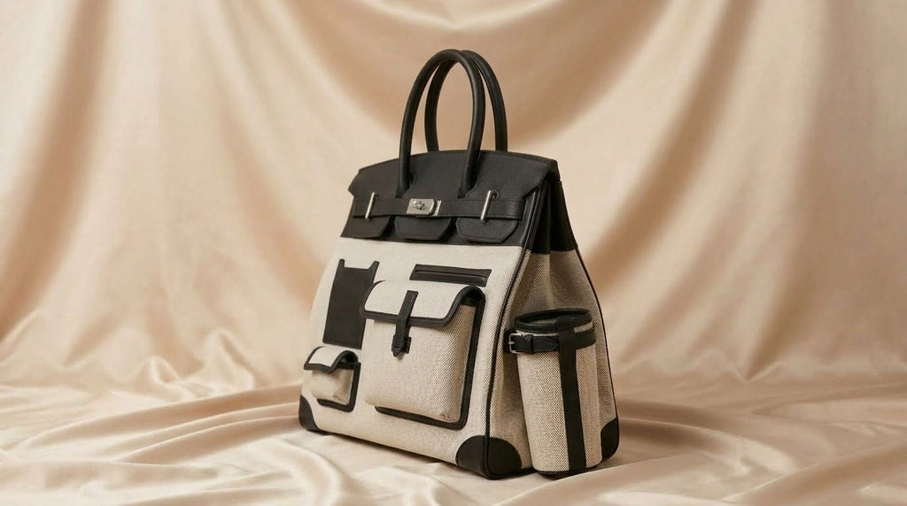 Hermès HAC Canvas & Black Leather Tote Bag| LisaLuxuryHub