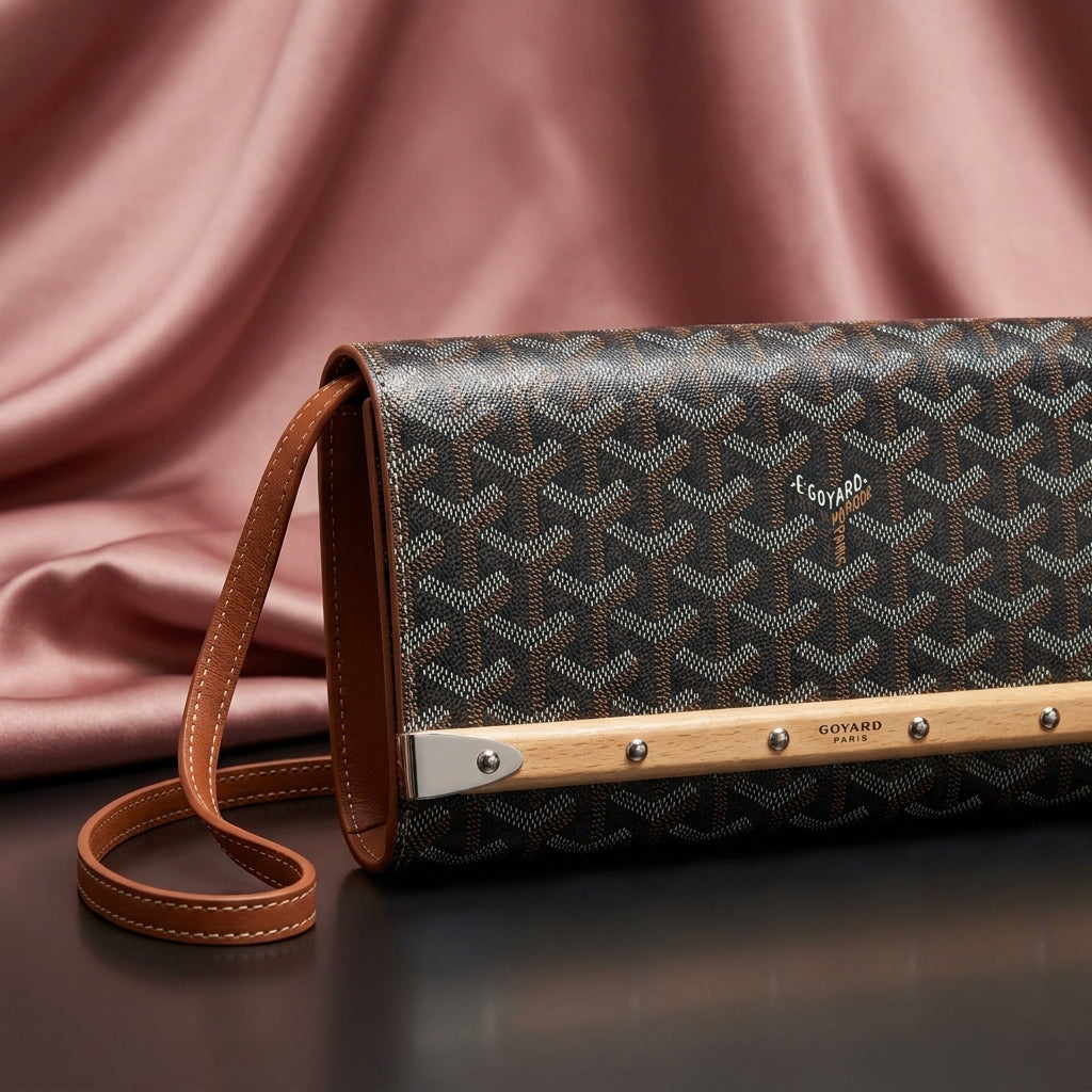GOYARD Chevron Wood-Clasp Clutch — Crossbody Wallet Bag
