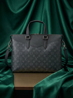 LOUIS VUITTON  Structured Monogram-Print Briefcase Tote — Black