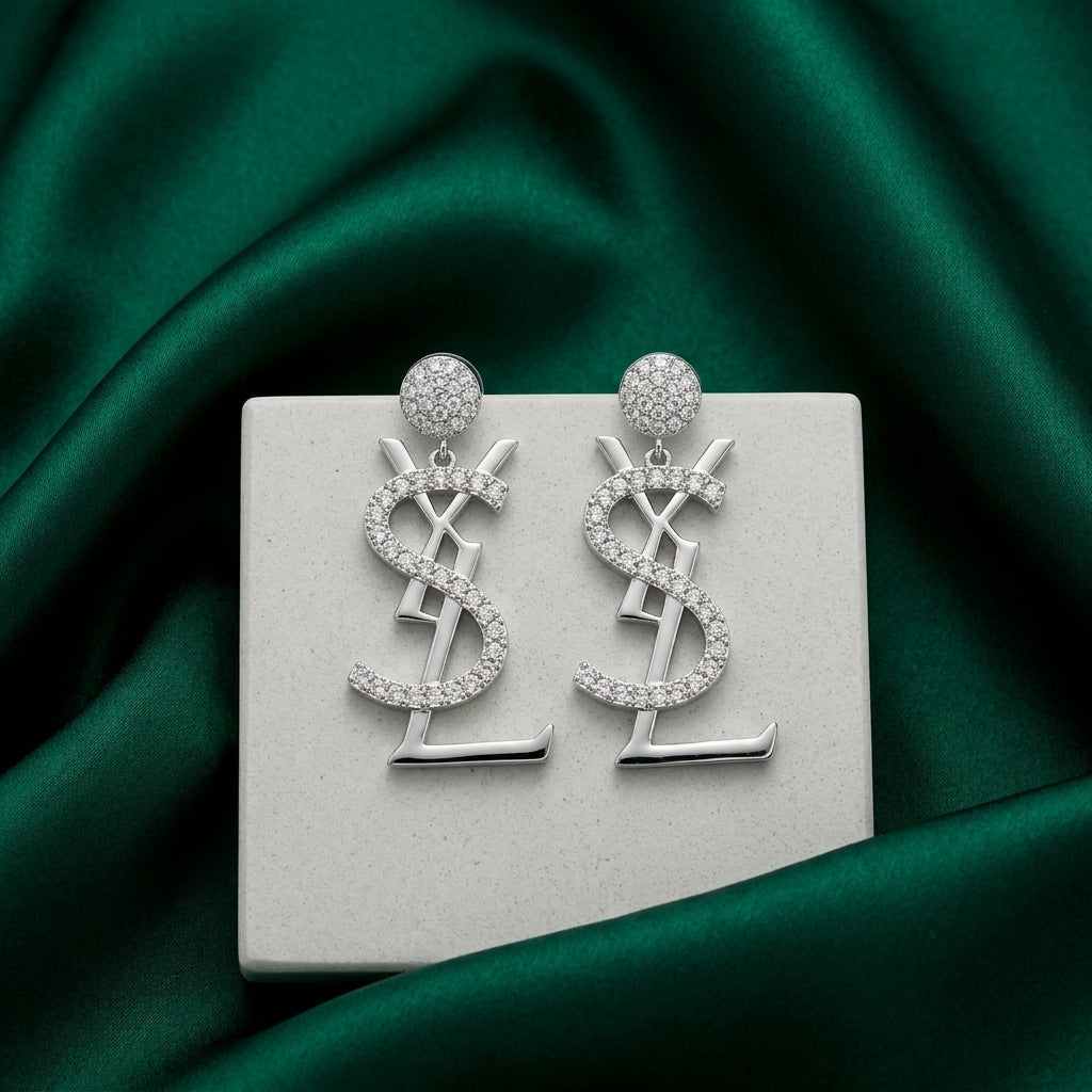 Saint Laurent Monogram YSL Drop Earrings