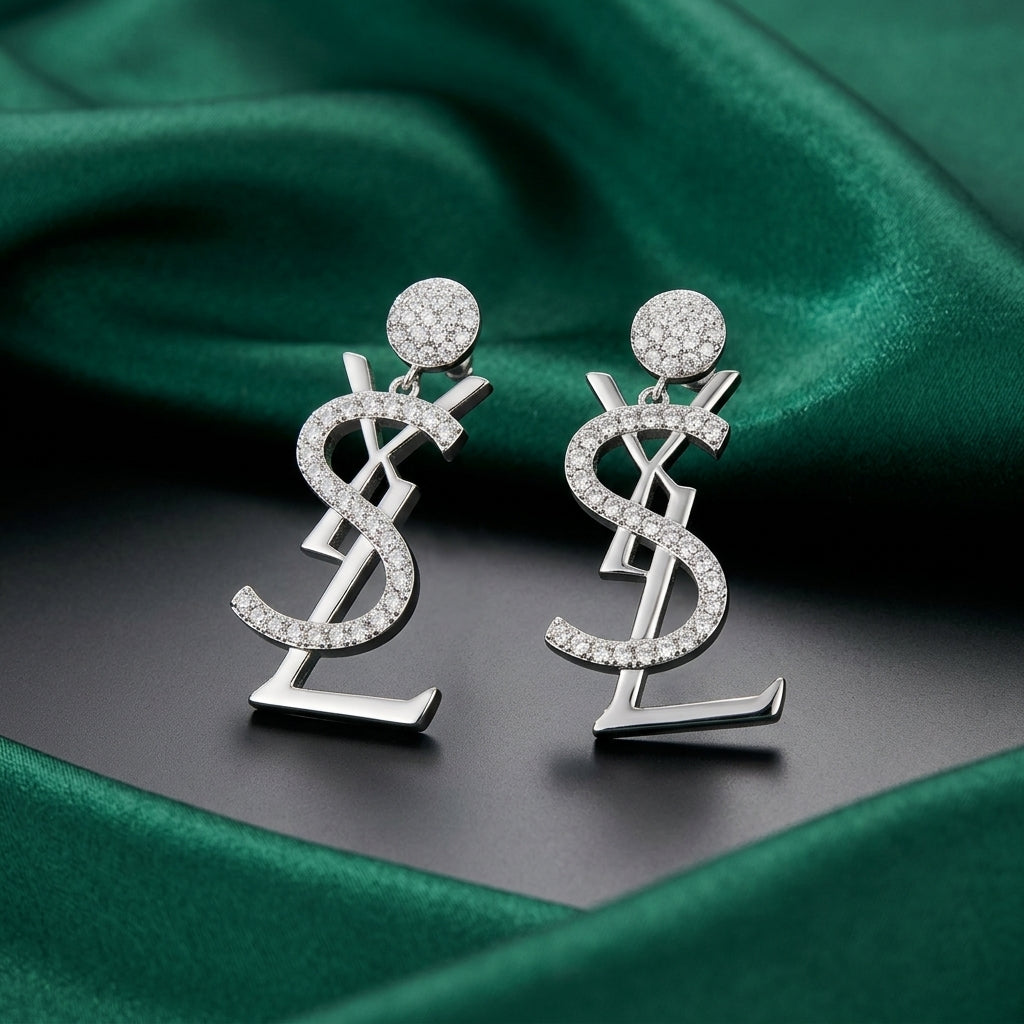 Saint Laurent Monogram YSL Drop Earrings