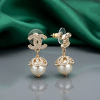 Chanel CC Logo Pearl Drop Earrings