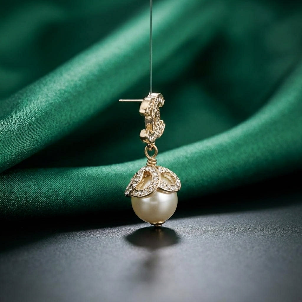 Chanel CC Logo Pearl Drop Earrings