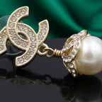 Chanel CC Logo Pearl Drop Earrings