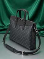LOUIS VUITTON  Structured Monogram-Print Briefcase Tote — Black