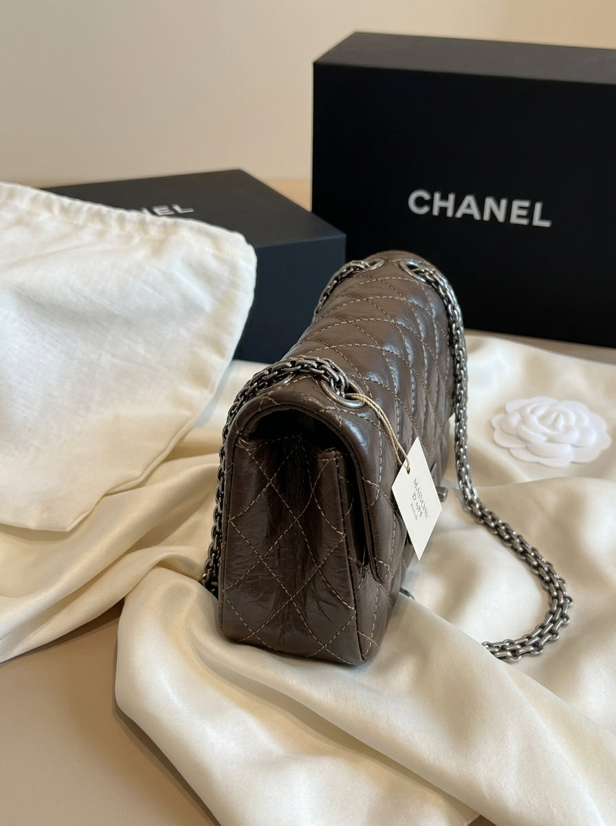 Chanel 2.55 Reissue Flap Bag | Dark Brown Aged Leather with Silver Hardware –| LisaLuxuryHub