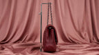 CHANEL Burgundy Quilted Leather Flap Bag with Woven Chain Strap