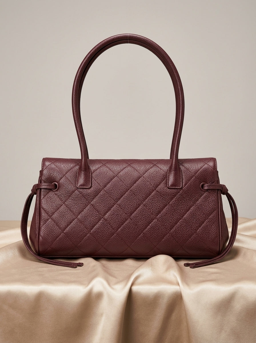 Chanel Structured Tote Bag | Burgundy Grained & Quilted Leather –| LisaLuxuryHub