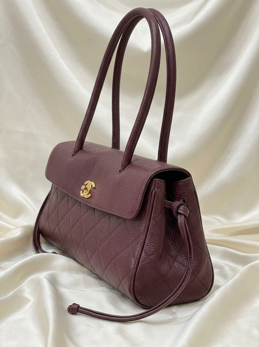 Chanel Structured Tote Bag | Burgundy Grained & Quilted Leather –| LisaLuxuryHub