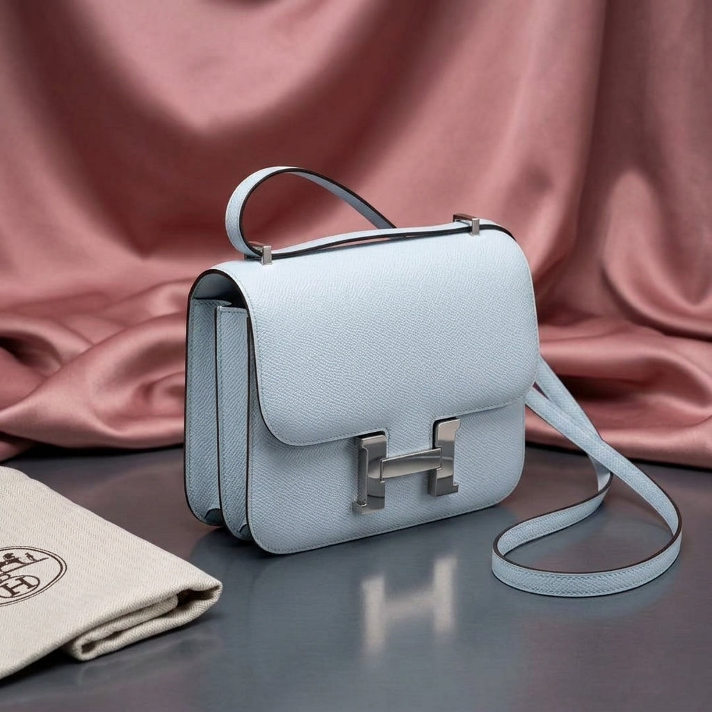 Hermès Constance 18 Bleu Brume Epsom Leather Bag