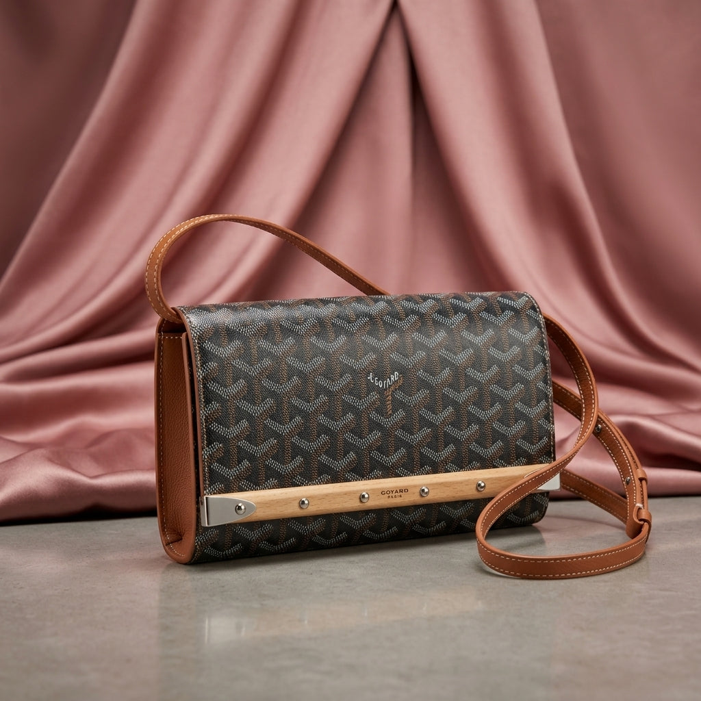 GOYARD Chevron Wood-Clasp Clutch — Crossbody Wallet Bag