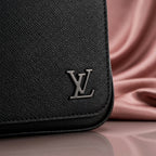 Louis Vuitton Structured Saffiano-Style Messenger Bag — Black