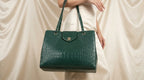 Chanel Croc-Embossed Tote Bag | Emerald Green Leather with Gold CC Hardware –| LisaLuxuryHub