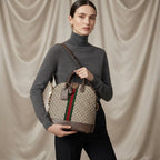 Gucci Ophidia GG Dome Bag | Beige Monogram Canvas with Web Stripe & Gold Hardware –| LisaLuxuryHub