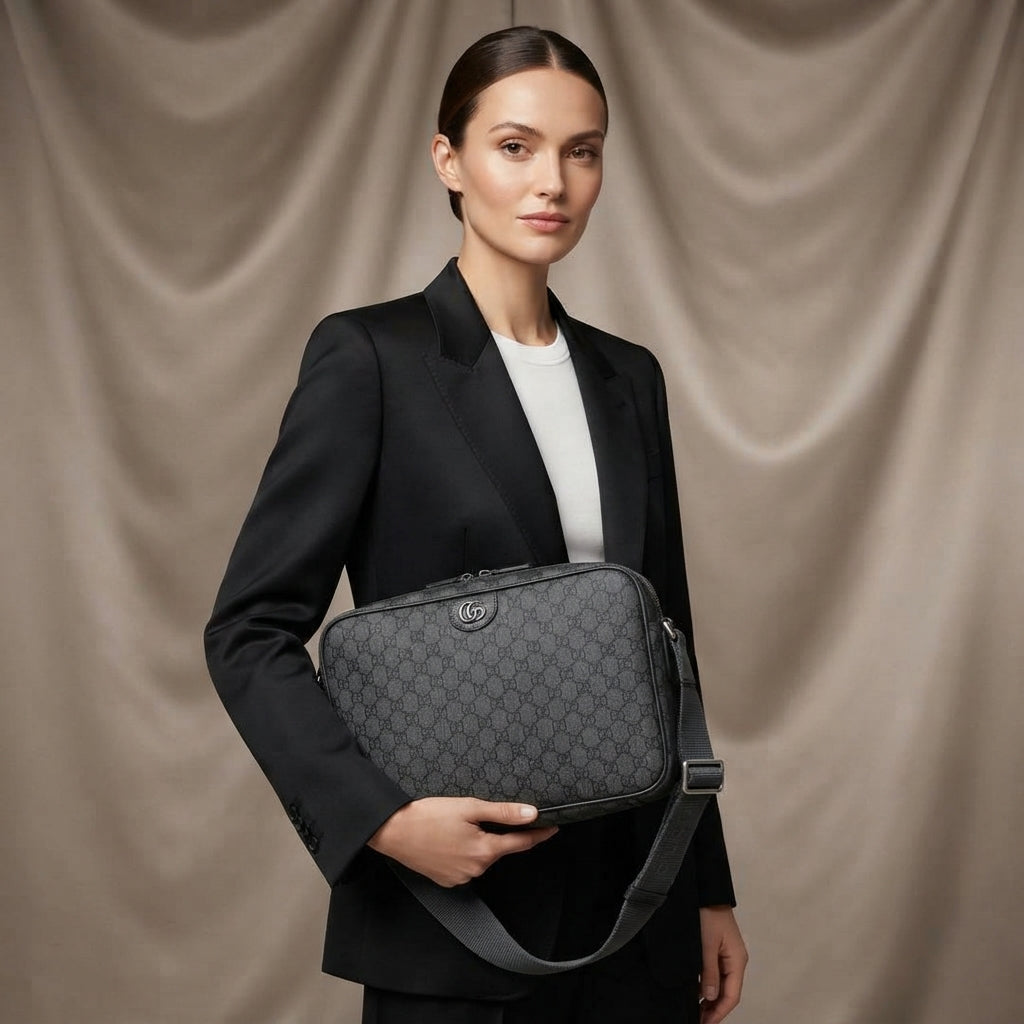 Gucci GG Supreme Messenger Bag | Black Monogram Canvas with Gold GG Hardware – | LisaLuxuryHub