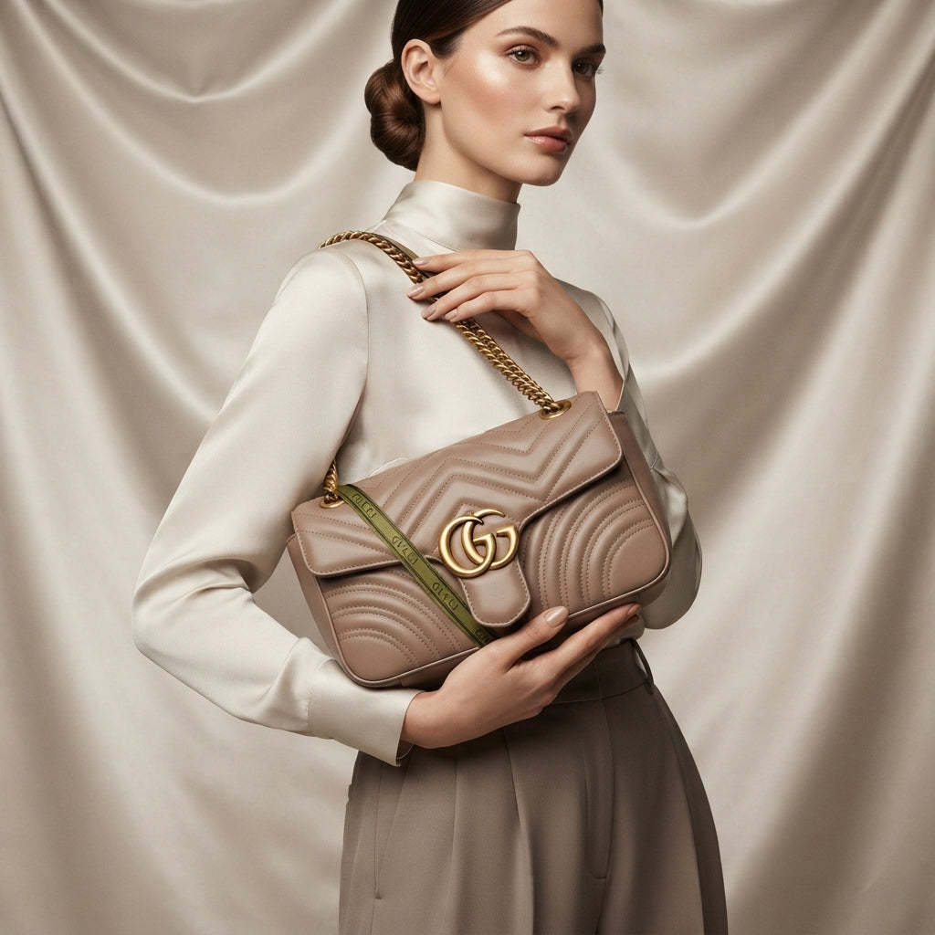 Gucci GG Marmont Matelassé Shoulder Bag | Taupe Leather with Gold Double-G Hardware –| LisaLuxuryHub
