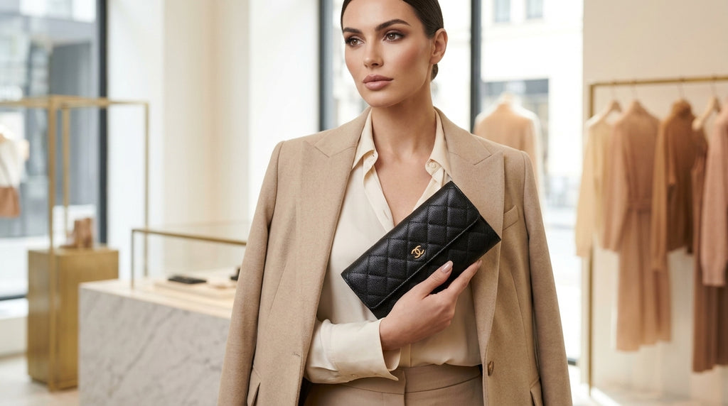 Chanel Long Flap Wallet | Black Caviar Leather with Gold CC Hardware –| LisaLuxuryHub