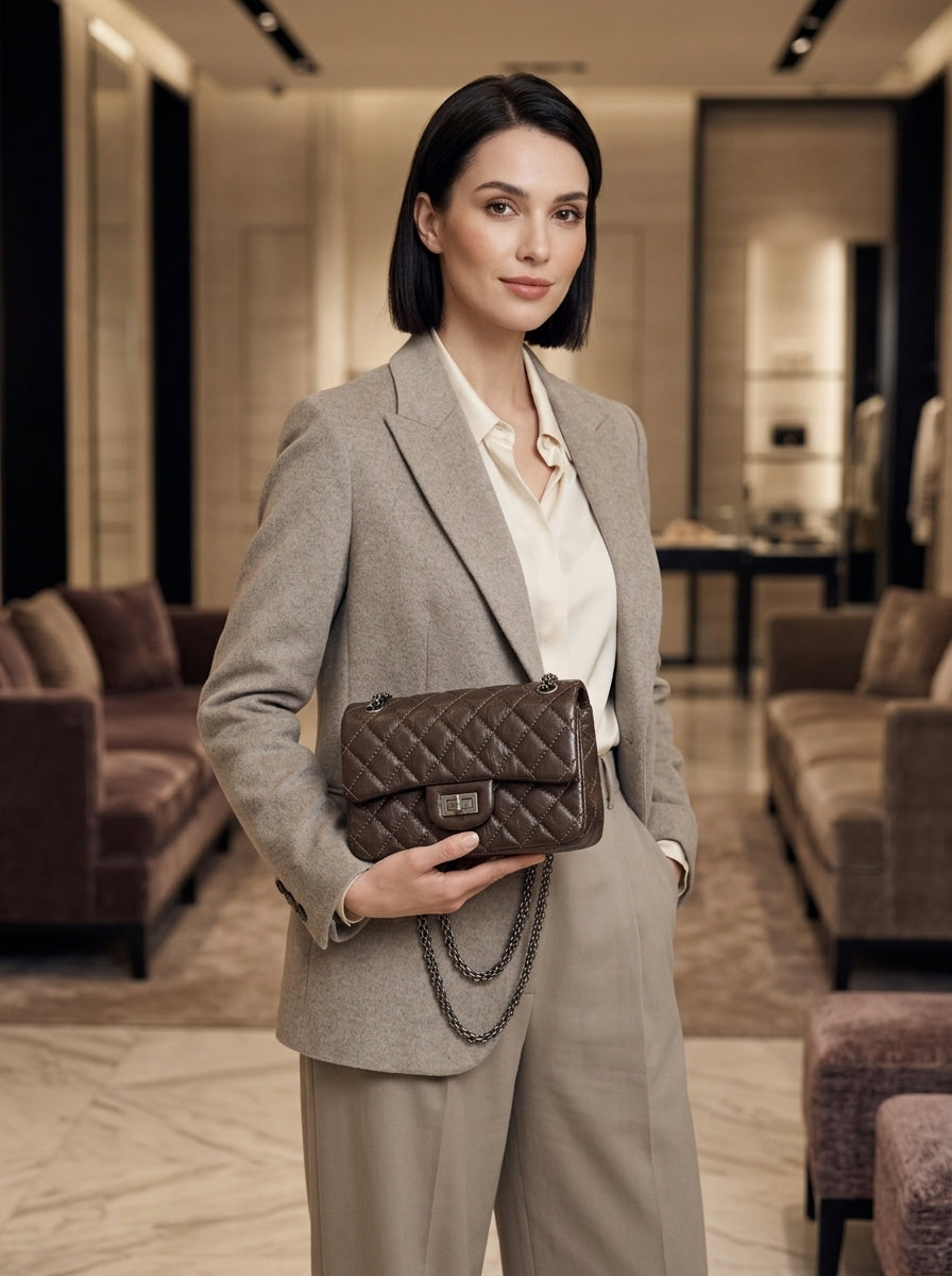 Chanel 2.55 Reissue Flap Bag | Dark Brown Aged Leather with Silver Hardware –| LisaLuxuryHub
