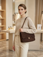 Chanel Medium Flap Bag | Brown Quilted Suede with Gold Chain – LisaLuxuryHub