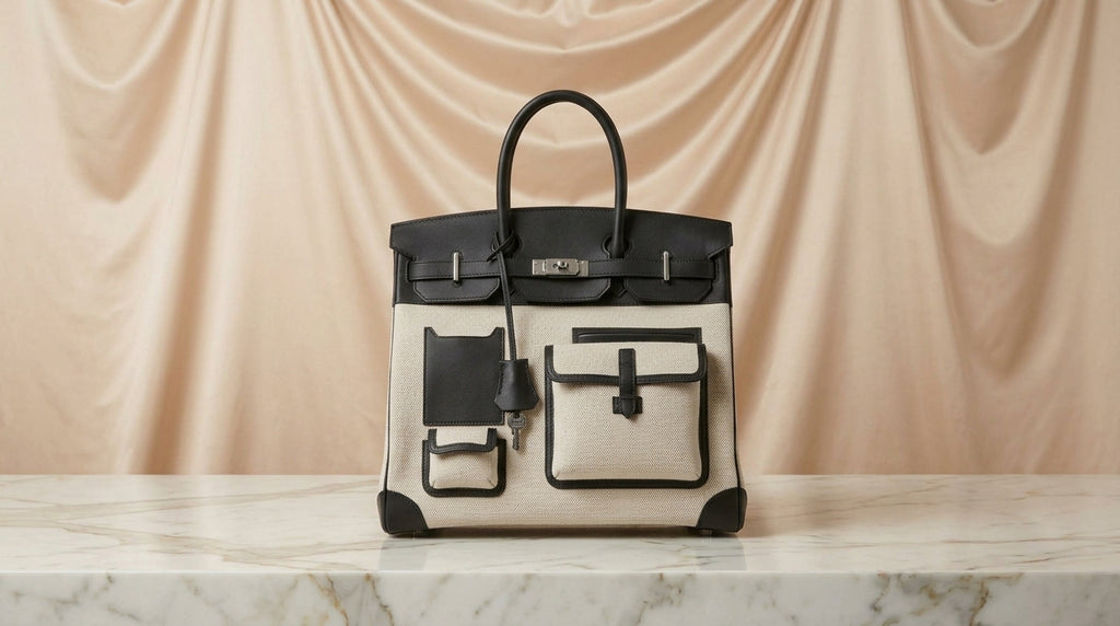 Hermès HAC Canvas & Black Leather Tote Bag| LisaLuxuryHub