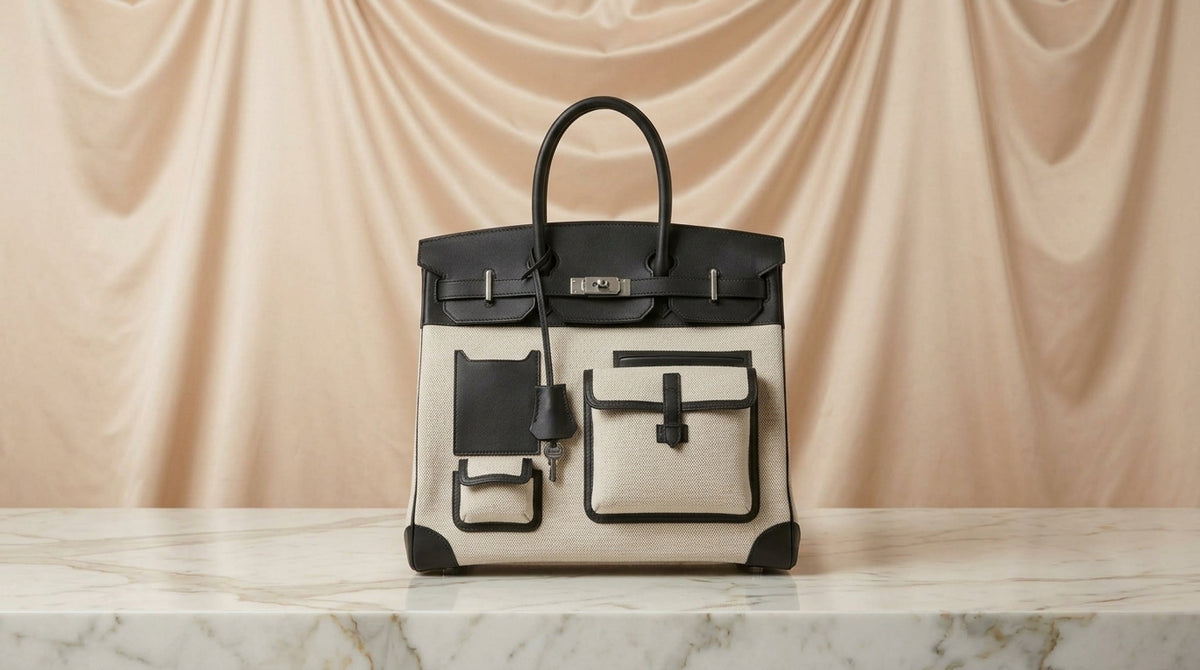 Hermès HAC Canvas & Black Leather Tote Bag| LisaLuxuryHub