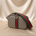 Gucci Ophidia GG Crossbody Bag | Beige Monogram Canvas with Web Stripe & Gold Hardware –| LisaLuxuryHub