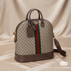 Gucci Ophidia GG Dome Bag | Beige Monogram Canvas with Web Stripe & Gold Hardware –| LisaLuxuryHub