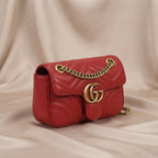 Gucci GG Marmont Mini Bag | Red Matelassé Leather with Gold Double-G Hardware –| LisaLuxuryHub