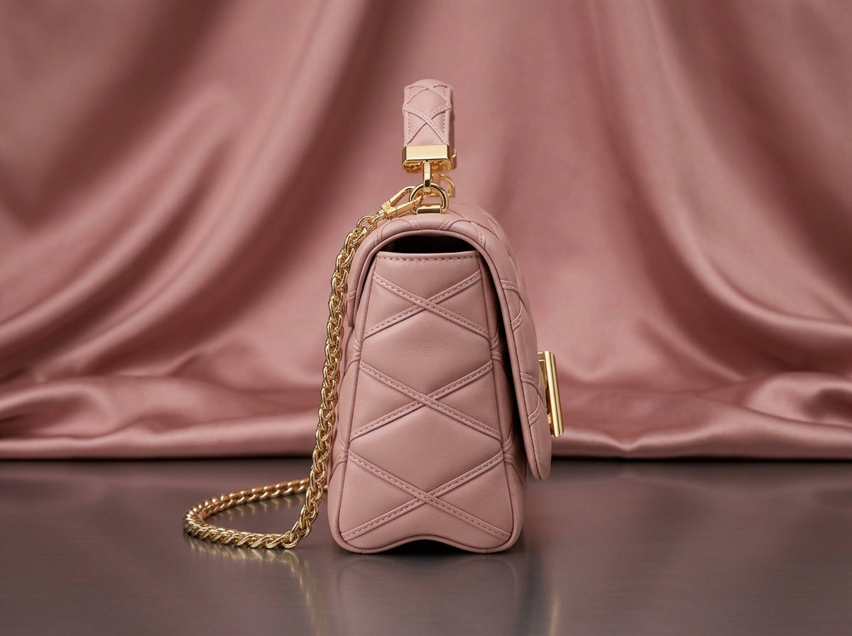 LOUIS VUITTON Luxury Blush Pink Quilted Leather Shoulder Bag