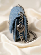 Chanel  | Blue Quilted Denim & Lace with Silver Chain – LisaLuxuryhub