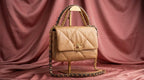 CHANEL Tan Puffy Quilted Leather Bag with Two-Tone Chain Handle