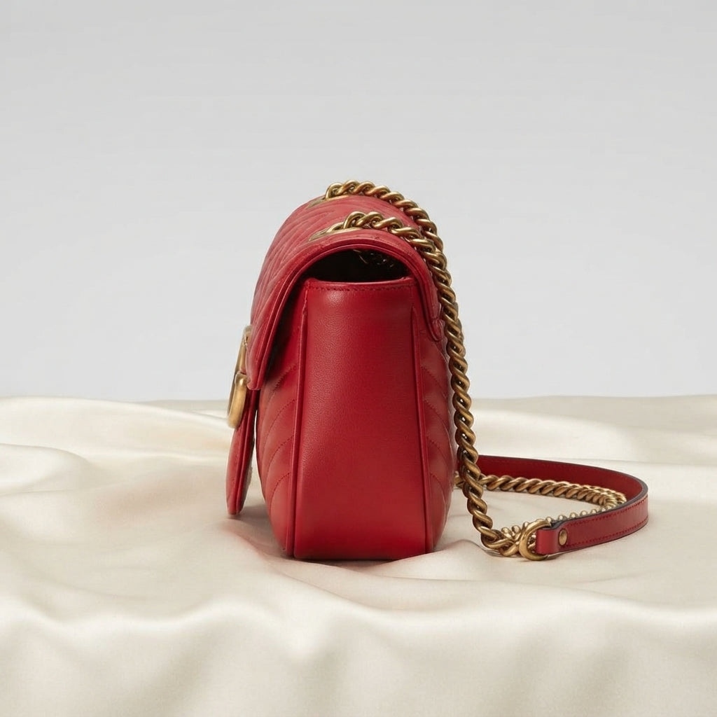 Gucci GG Marmont Mini Bag | Red Matelassé Leather with Gold Double-G Hardware –| LisaLuxuryHub