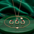 Marli Rose Gold-Tone Ruby-Accent Open Circle Jewelry Set – 2 Pieces