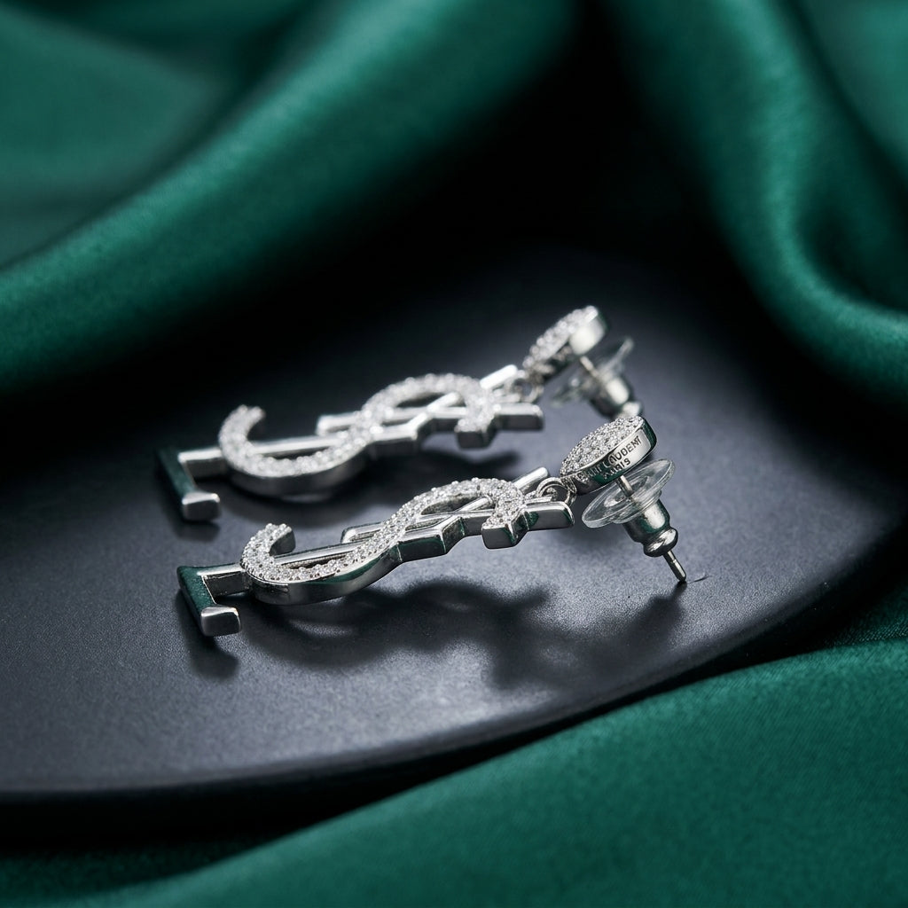 Saint Laurent Monogram YSL Drop Earrings