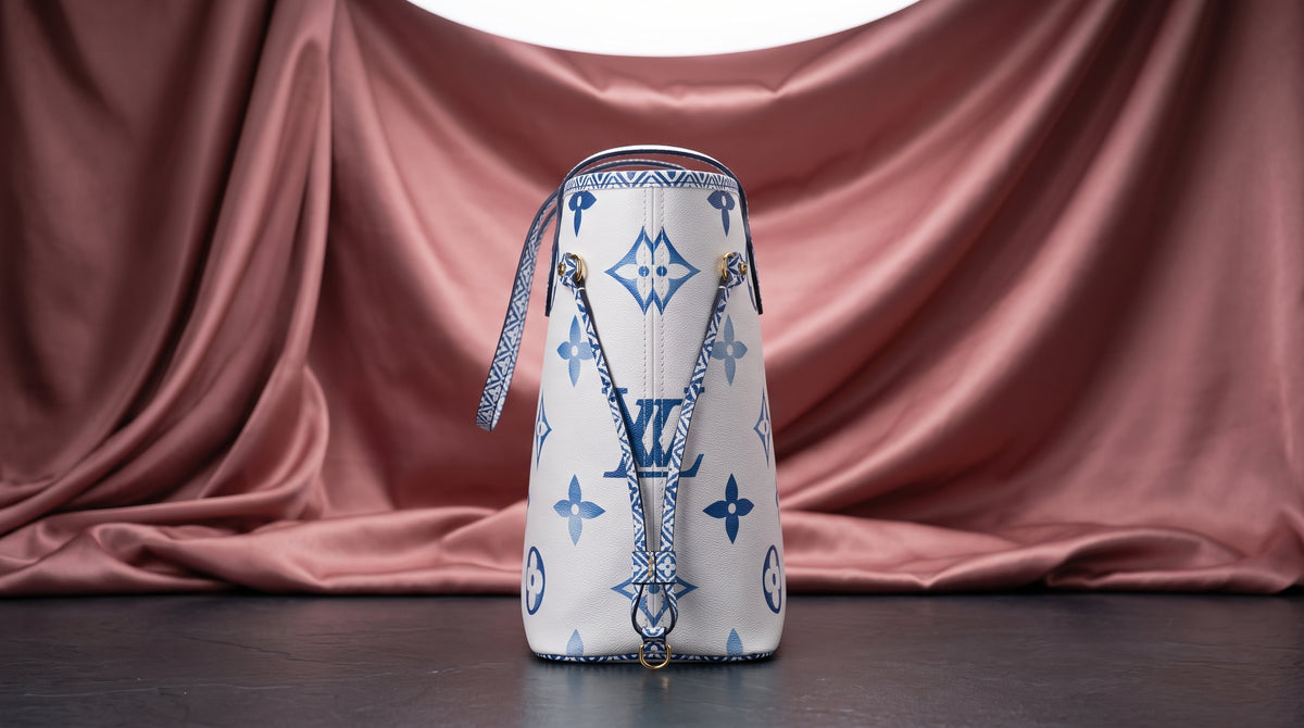 Louis Vuitton Neverfull Tote — Blue Monogram Canvas with Pouch