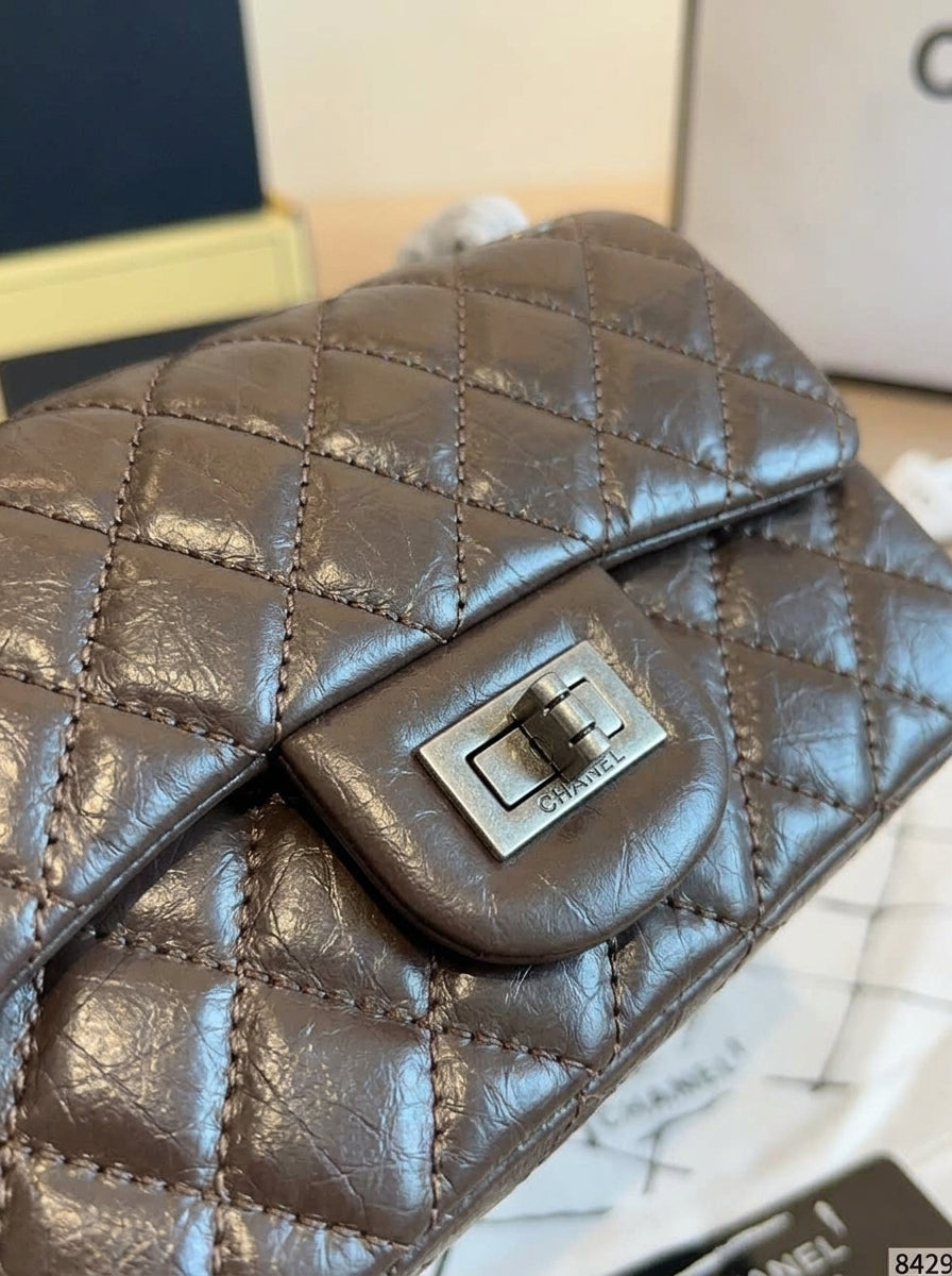 Chanel 2.55 Reissue Flap Bag | Dark Brown Aged Leather with Silver Hardware –| LisaLuxuryHub