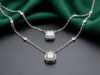 Layered Halo Diamond-Cut Necklace — Emerald &amp; Pear Cut Set