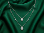 Layered Halo Diamond-Cut Necklace — Emerald &amp; Pear Cut Set