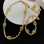 D&G Gold-Tone Crystal Tennis Chain Jewelry Set – 3 Pieces